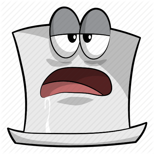 cartoon of tired, bored piece of paper.