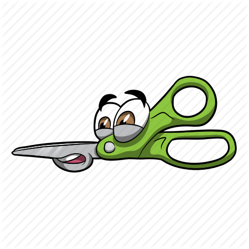 cartoon of a pair of anxious scissors.